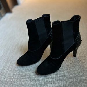 Tod’s black suede ankle bootie